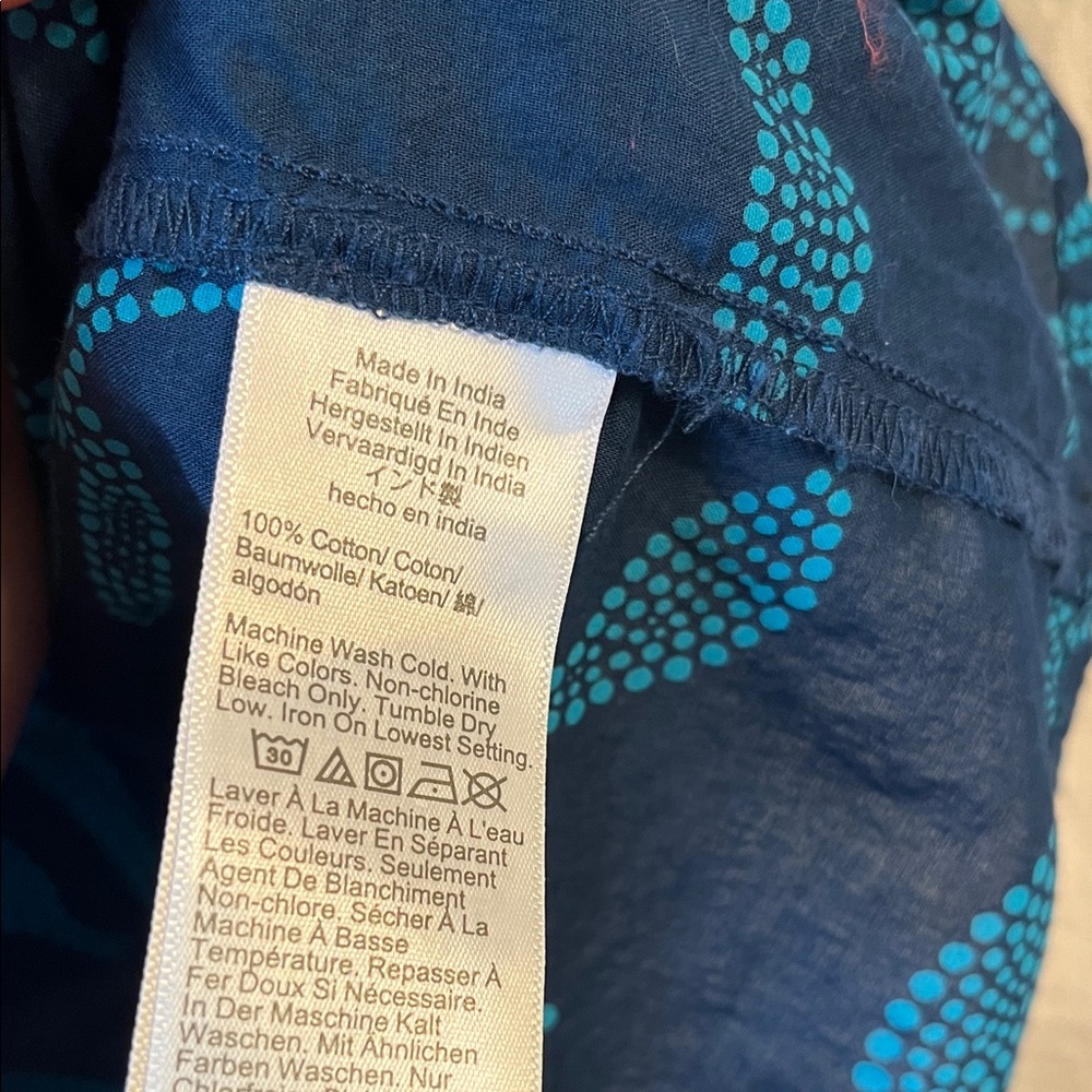 J Crew Blue and Green Patterned Blouse Size Large - Picture 3 of 7